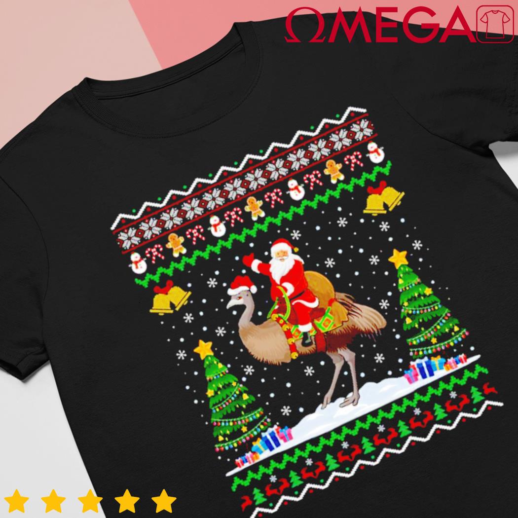 Santa riding Emu bird Christmas shirt