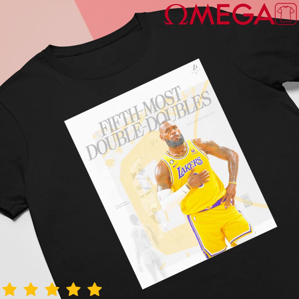 Bill Russell fifth-most double-doubles in playoff history NBA shirt