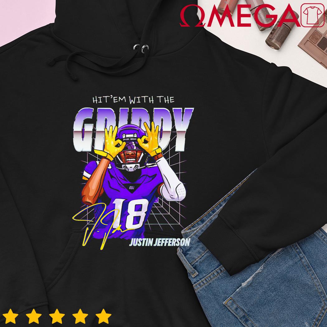 Hit 'Em With The Justin Jefferson Griddy Basketball Signature T-Shirt -  Guineashirt Premium ™ LLC