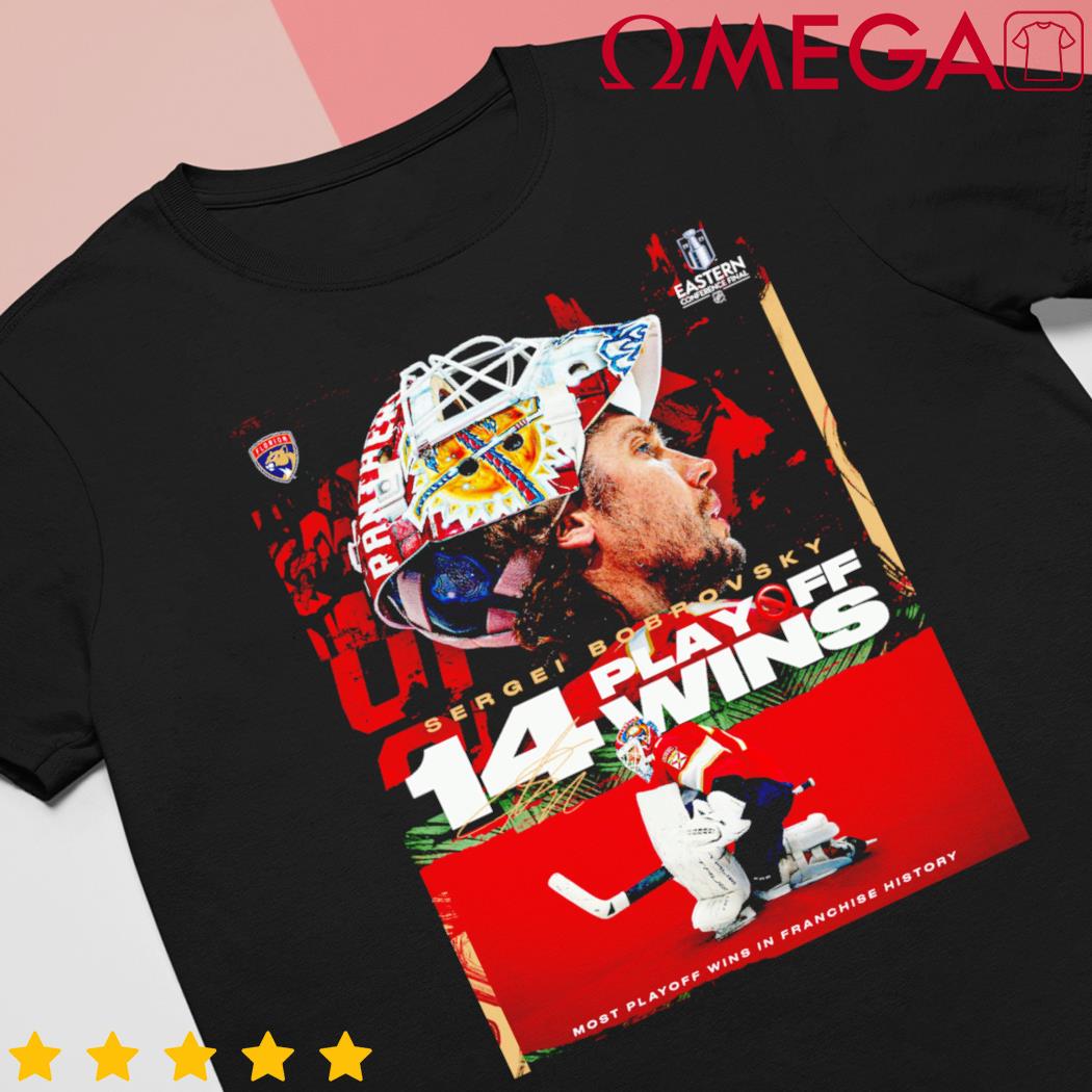 Sergei Bobrovsky 14 playoff wins Florida Panthers NHL shirt