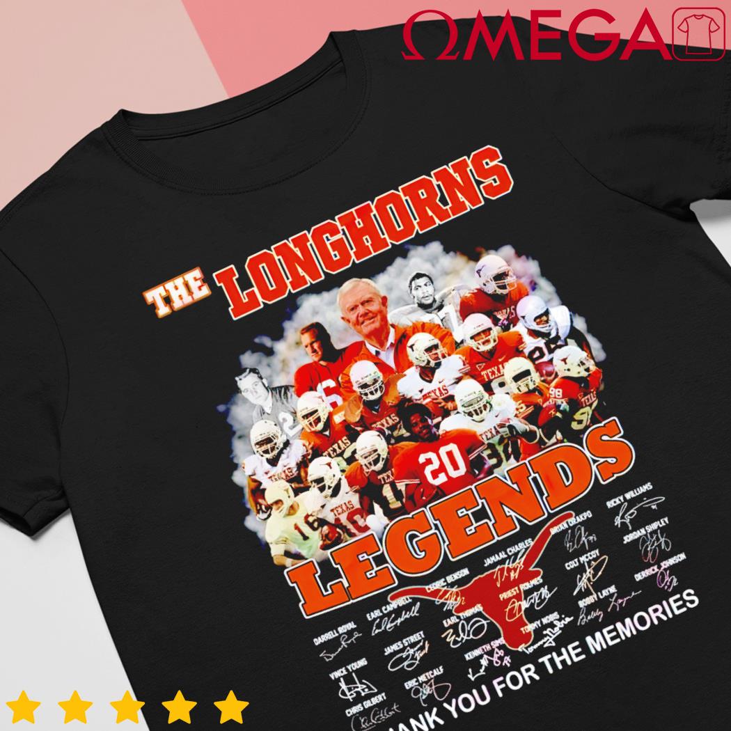 The Longhorns Football team legends signature thank you for the memories t-shirt