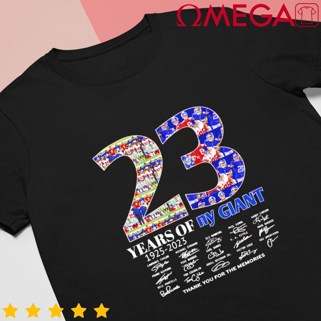 23 years of NY Giants 1925 2023 signatures thank you for the memories T  Shirt, hoodie, sweater and long sleeve