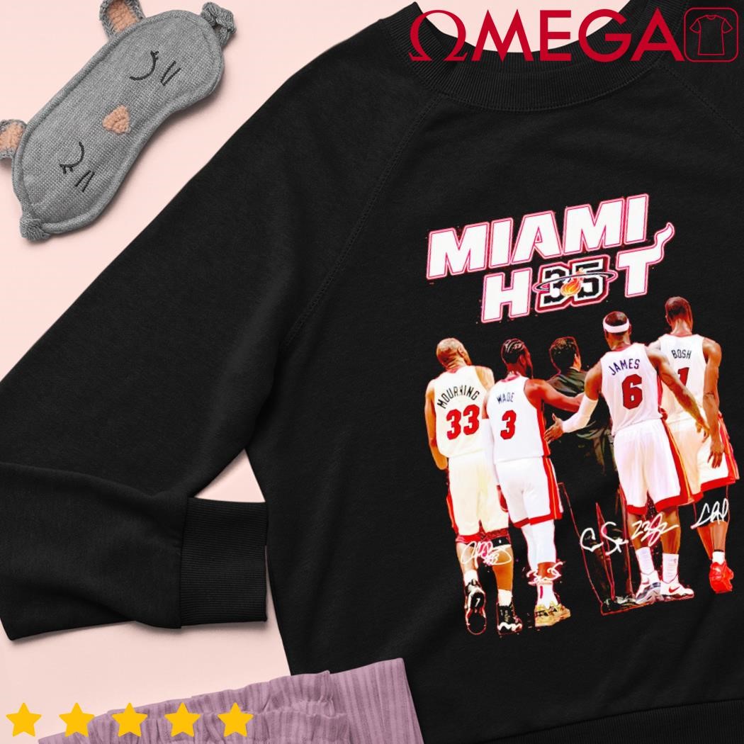 Miami Heat 35th Anniversary James Bosh Wade T Shirt - Growkoc