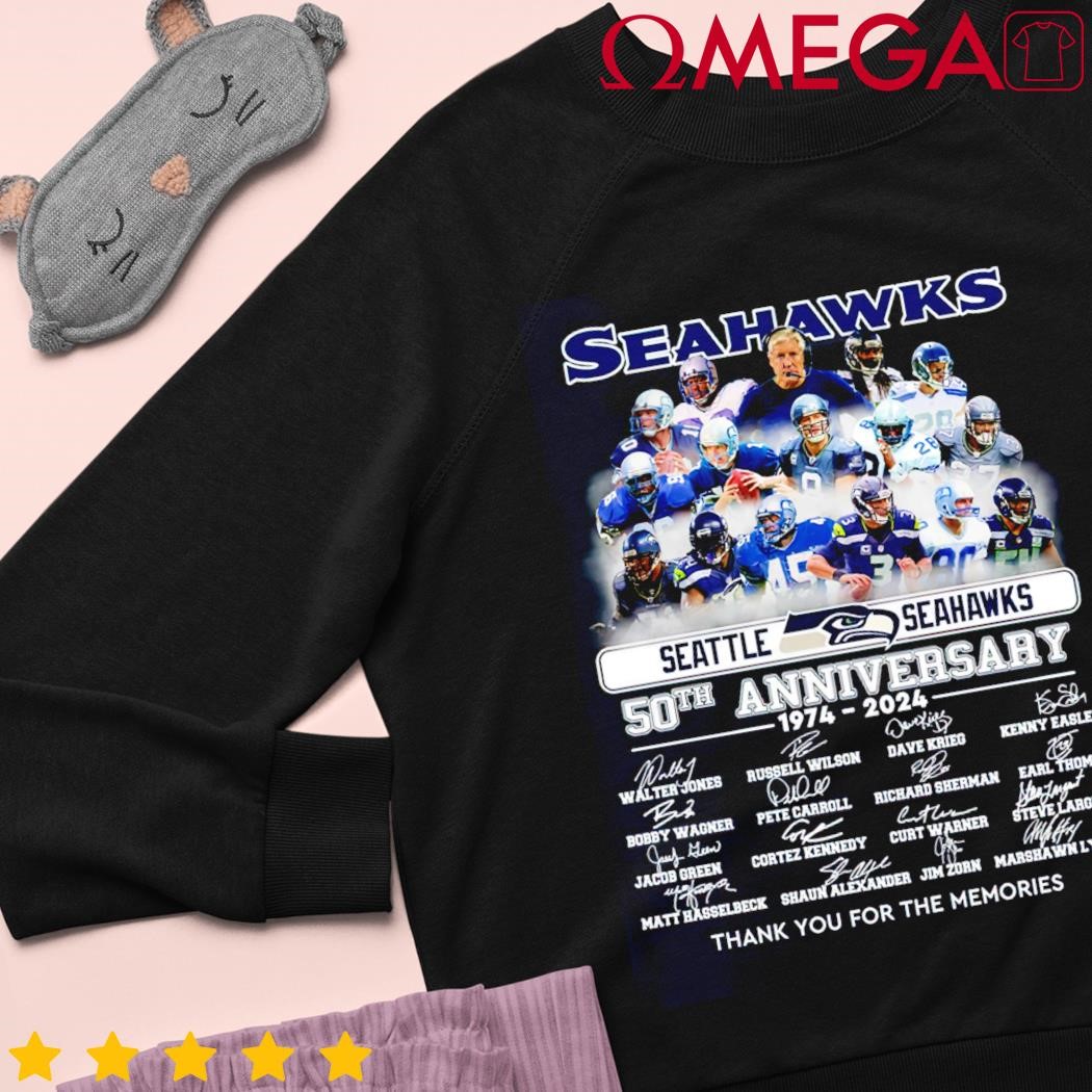 Seattle Seahawks 50th Anniversary 1974-2024 Thank You For The Memories  Shirt, hoodie, sweater, long sleeve and tank top