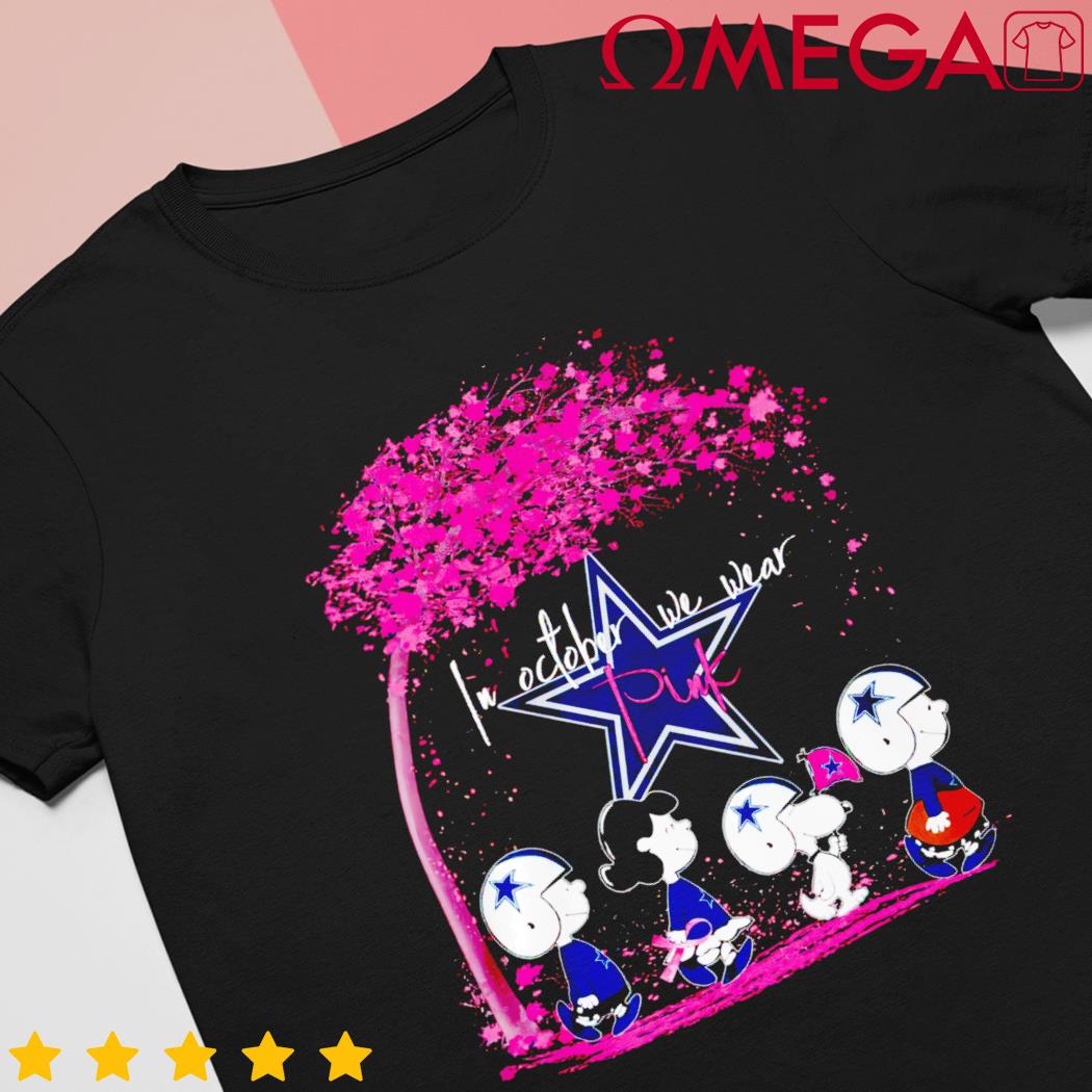 In October we wear pink Snoopy and friend Dallas Cowboys shirt -  Guineashirt Premium ™ LLC