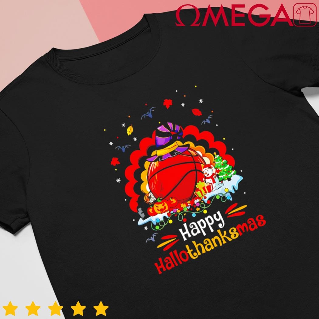 Basketball Happy Hallothanksmas Thanksgiving Christmas shirt