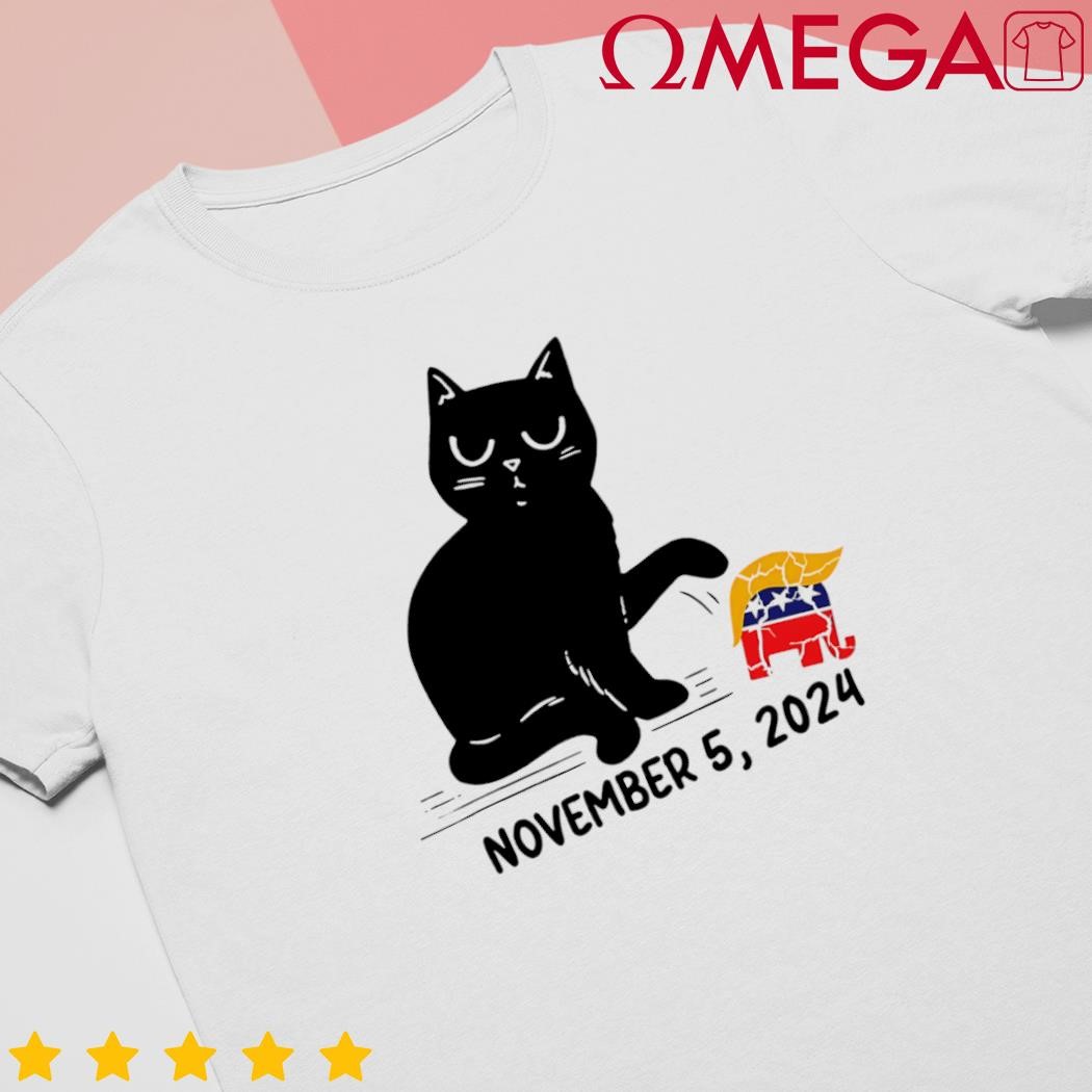 Black cat knock over Trump elephant hair 2024 november 5th shirt