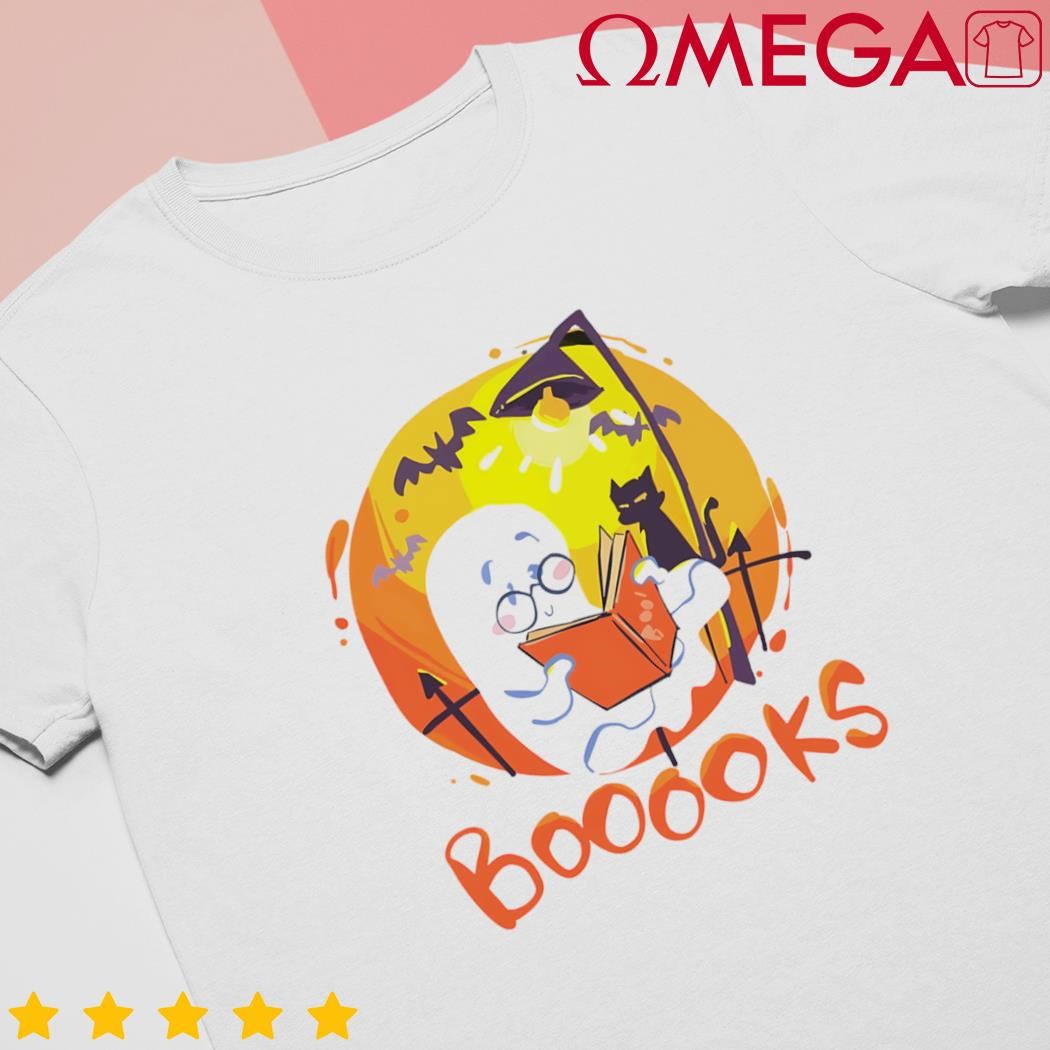 Booooks Ghost Halloween Teacher Book Library Reading Retro shirt