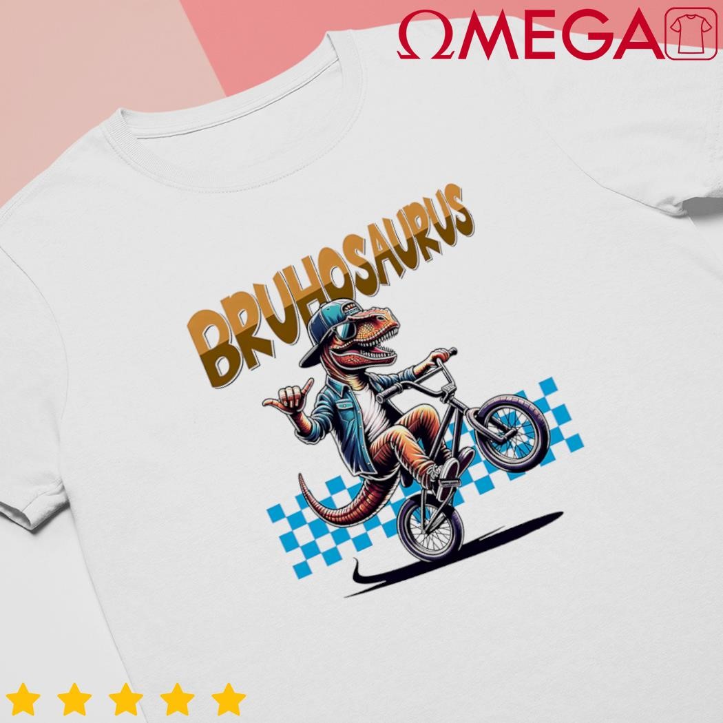 Bruhosaurus trex dinosaur riding bmx bike shirt