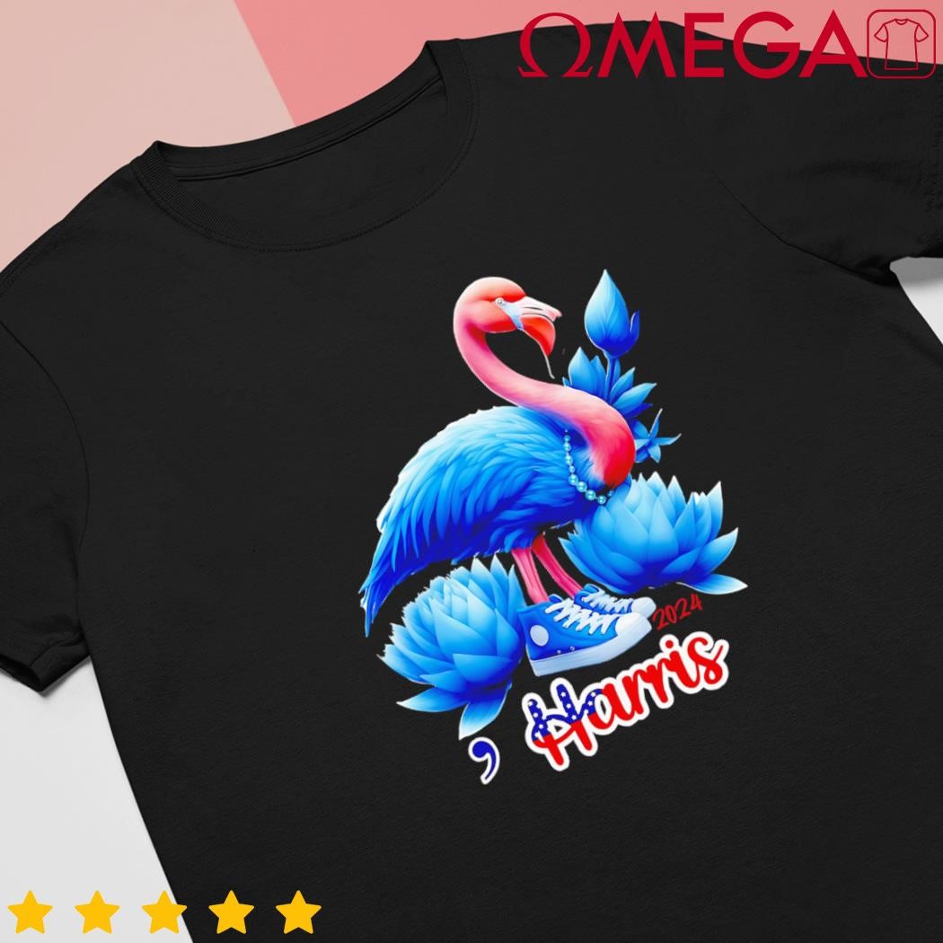 Chucks and Pearls Flamingo Harris USA flag shirt