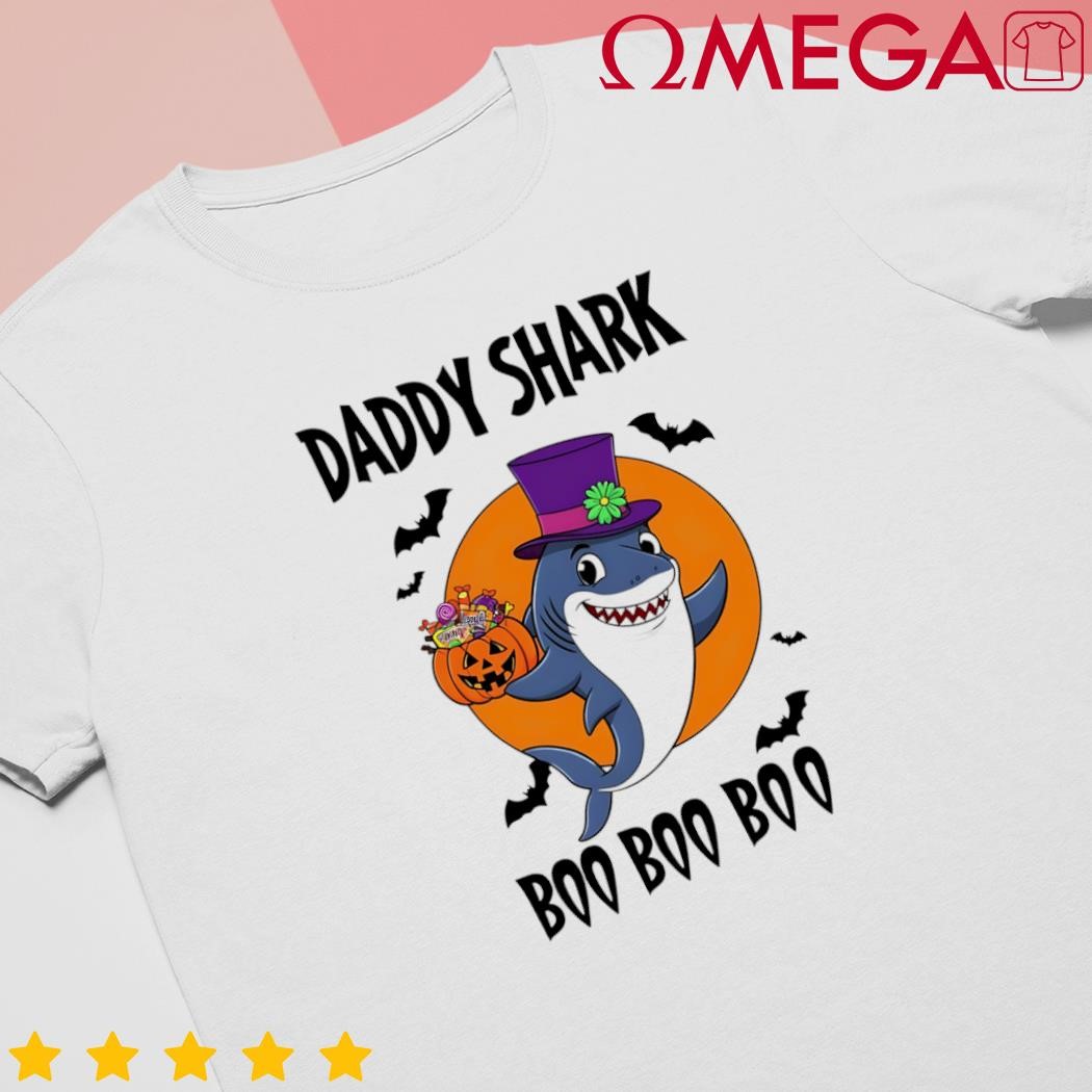 Daddy shark boo boo boo family shark Halloween retro shirt