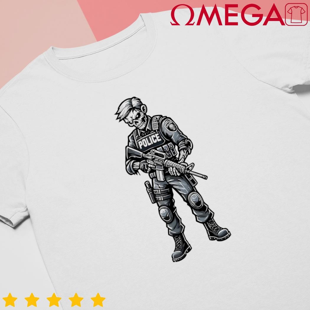 Fun Halloween Tactical Zombie Creepy Police Officer Costume shirt