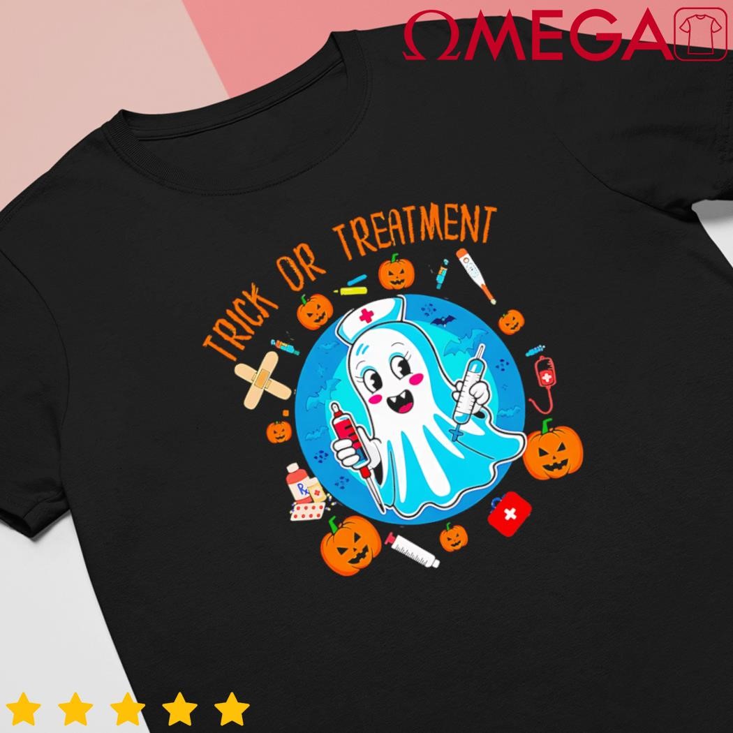 Ghost nurse doctor Halloween trick or treat treatment shirt