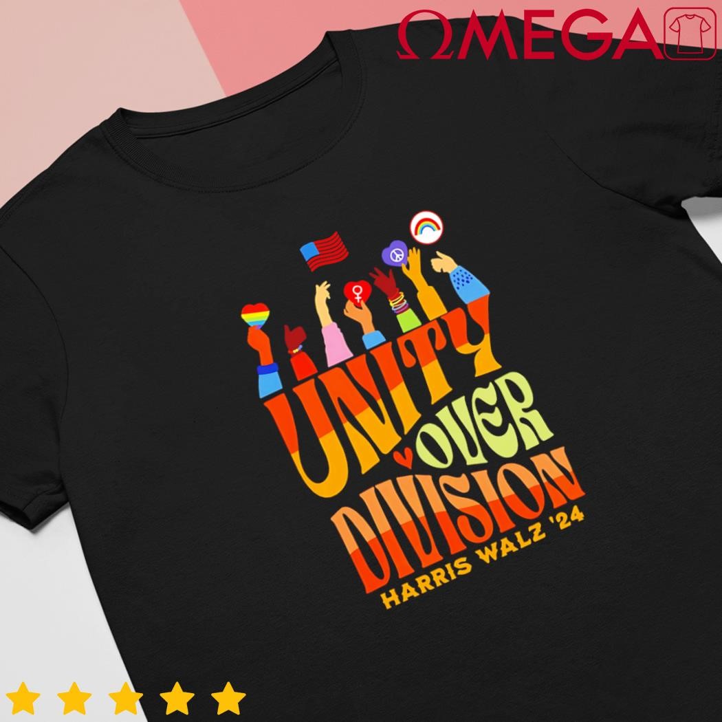 Harris Waltz 2024 unity over division cartoon retro shirt