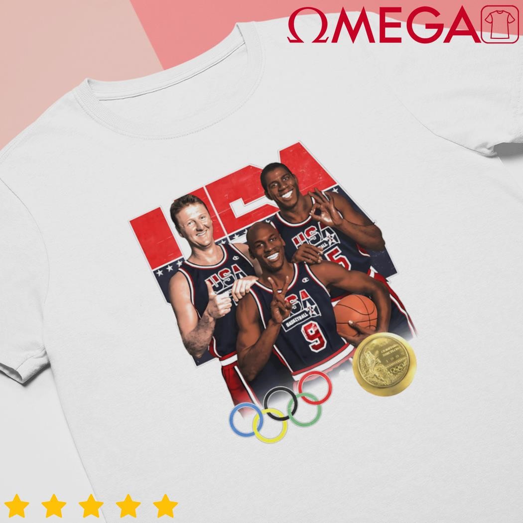 1992 USA Dream Team Micheal Jordan Magic Johnson Larry Bird Iconic USA Retro Basketball shirt