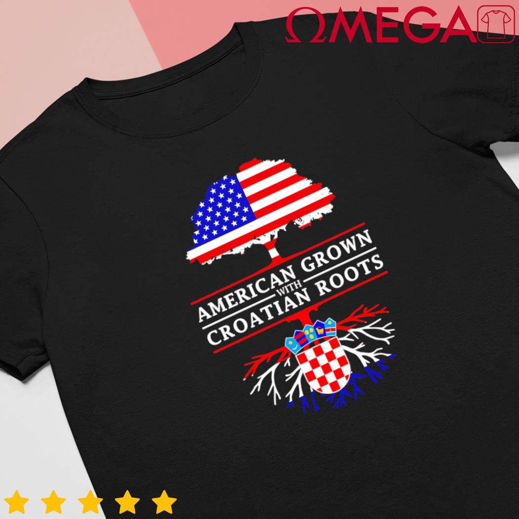 American flag grown with roots Croatia flag shirt