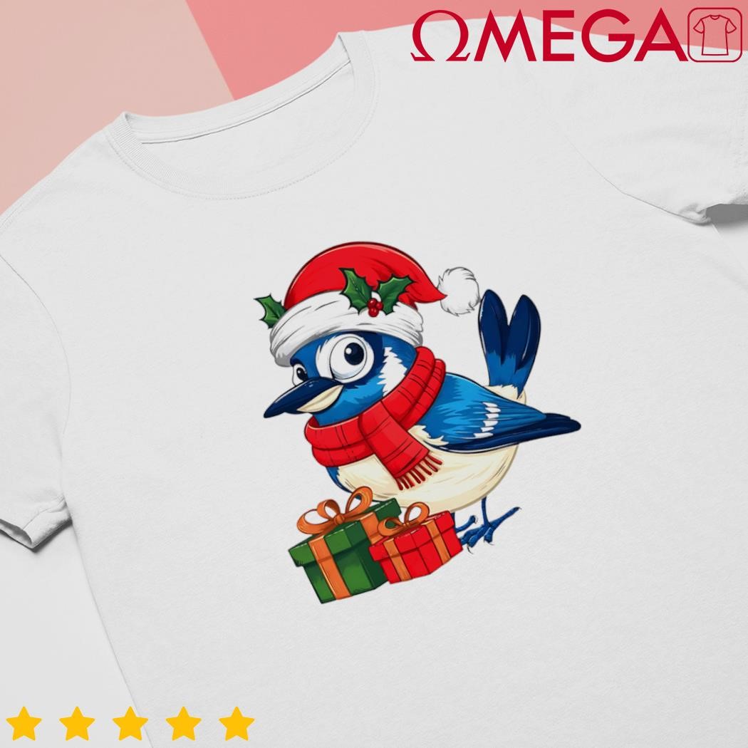 Blue Jay Bird Lover Xmas Holiday Santa Blue Jay Christmas shirt