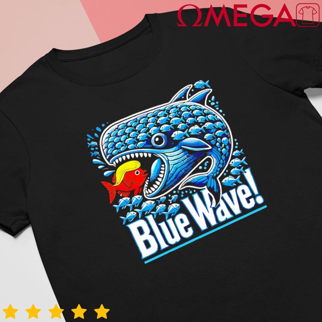 Blue Wave 2024 Funny Big Fish Eat Little Fish Trump Hair VP shirt