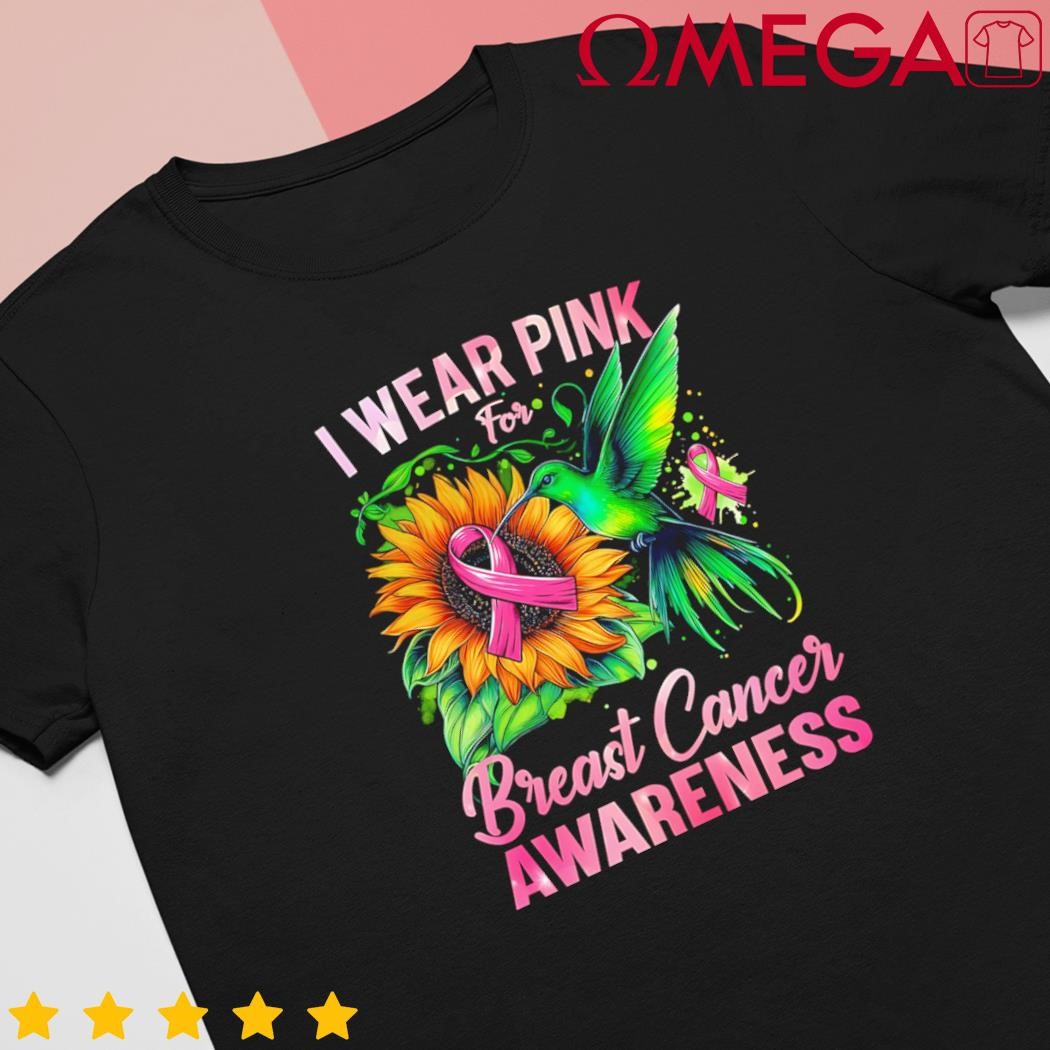 Breast Cancer Awareness Hummingbird Sunflower shirt