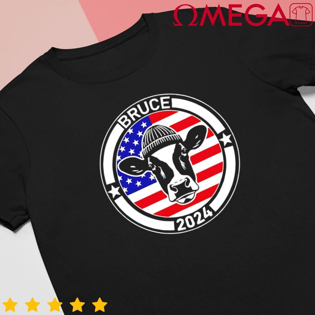 Bruce the Cow Head Bruce for President 2024 US flag shirt