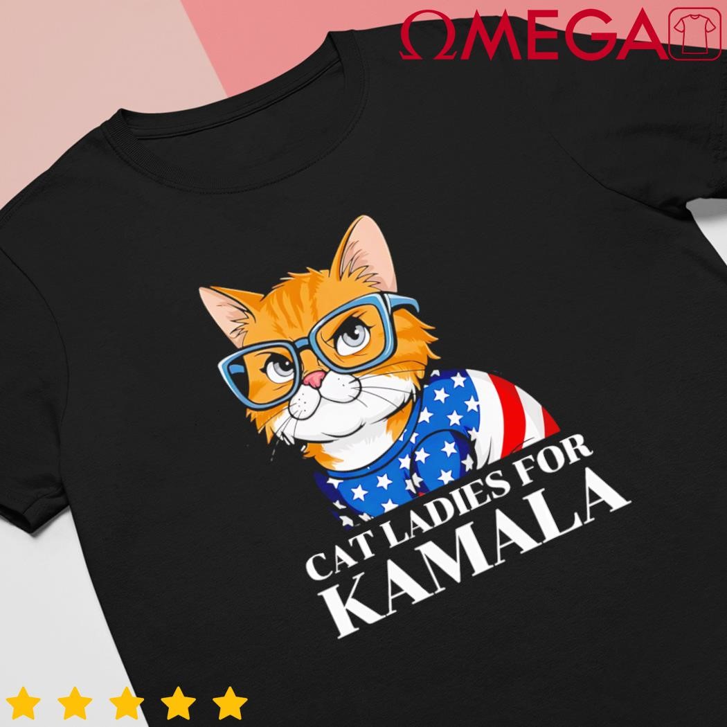 Cat Ladies for Kamala Funny Cat 2024 President Kamala Harris USA Flag shirt