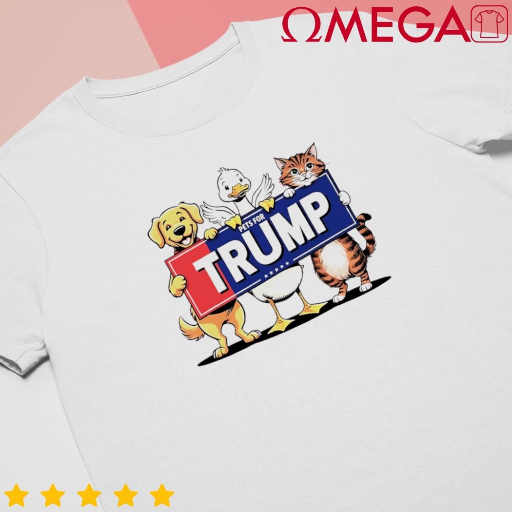 Cat duck dog pets for Donald Trump cartoon design shirt