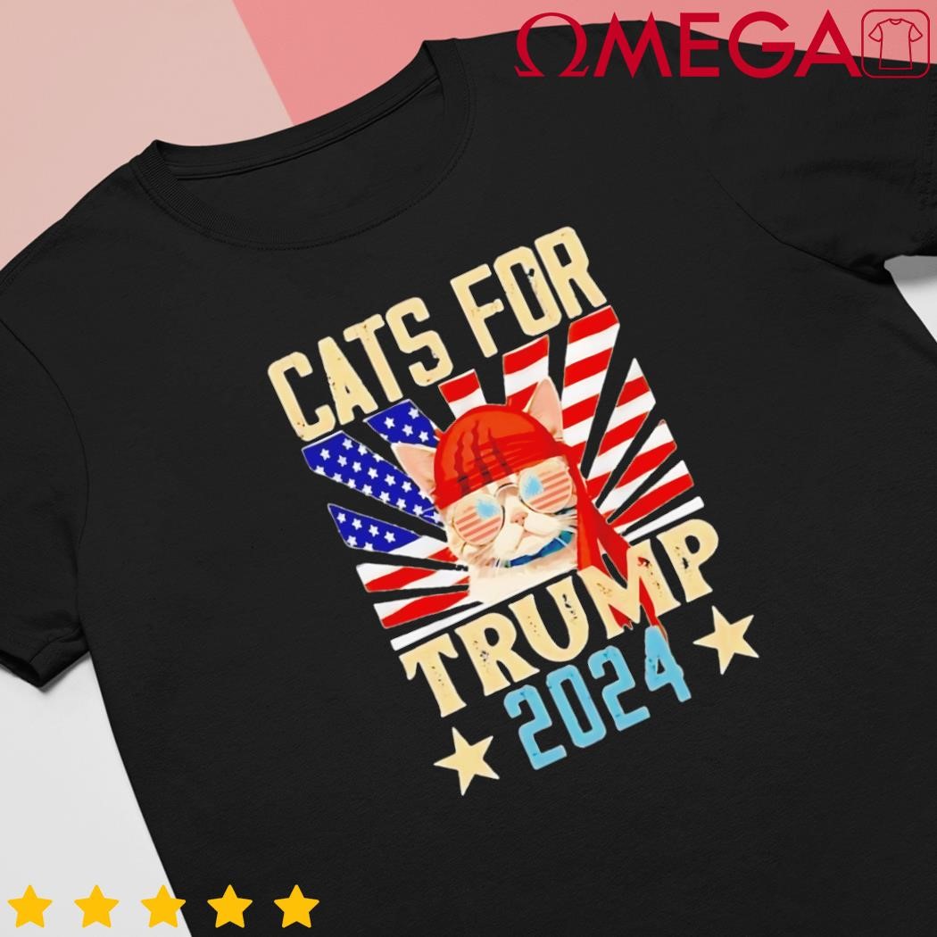 Cat for Trump 2024 USA Flag shirt