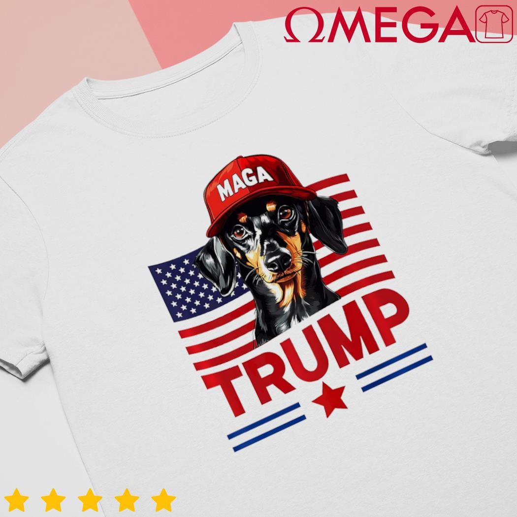 Even my dog loves Trump dachshund Maga hat premium US flag shirt