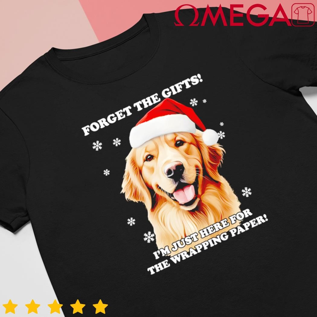 Golden retriever with Christmas hat for funny dog Christmas shirt