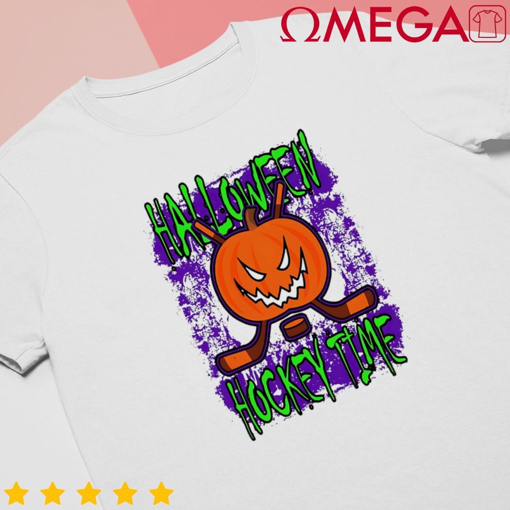 Halloween Hockey Time With Spooky Pumpkin and Hockey Sticks shirt