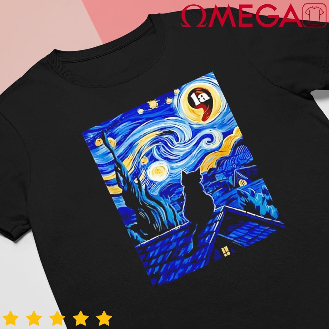 Halloween Starry Night Black Cat Comma La Kamala Harris shirt