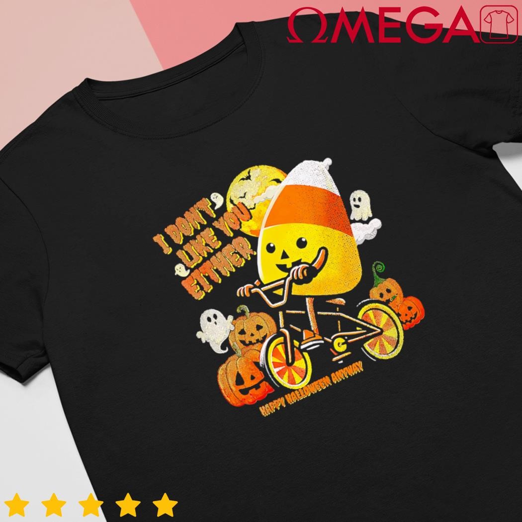 Halloween costume team candy corn I dont like you either cartoon shirt