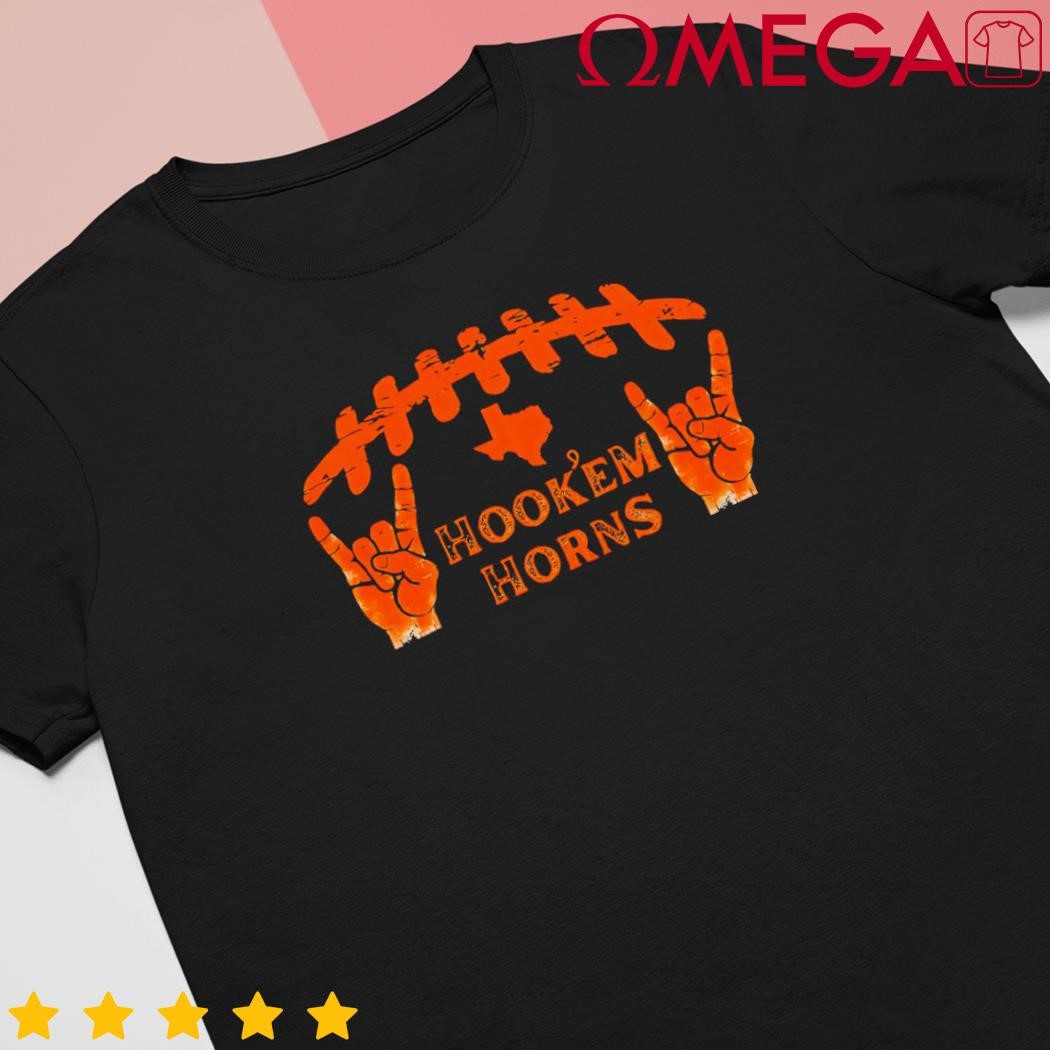 Hook'Em Horns Football Laces and Texas Map shirt