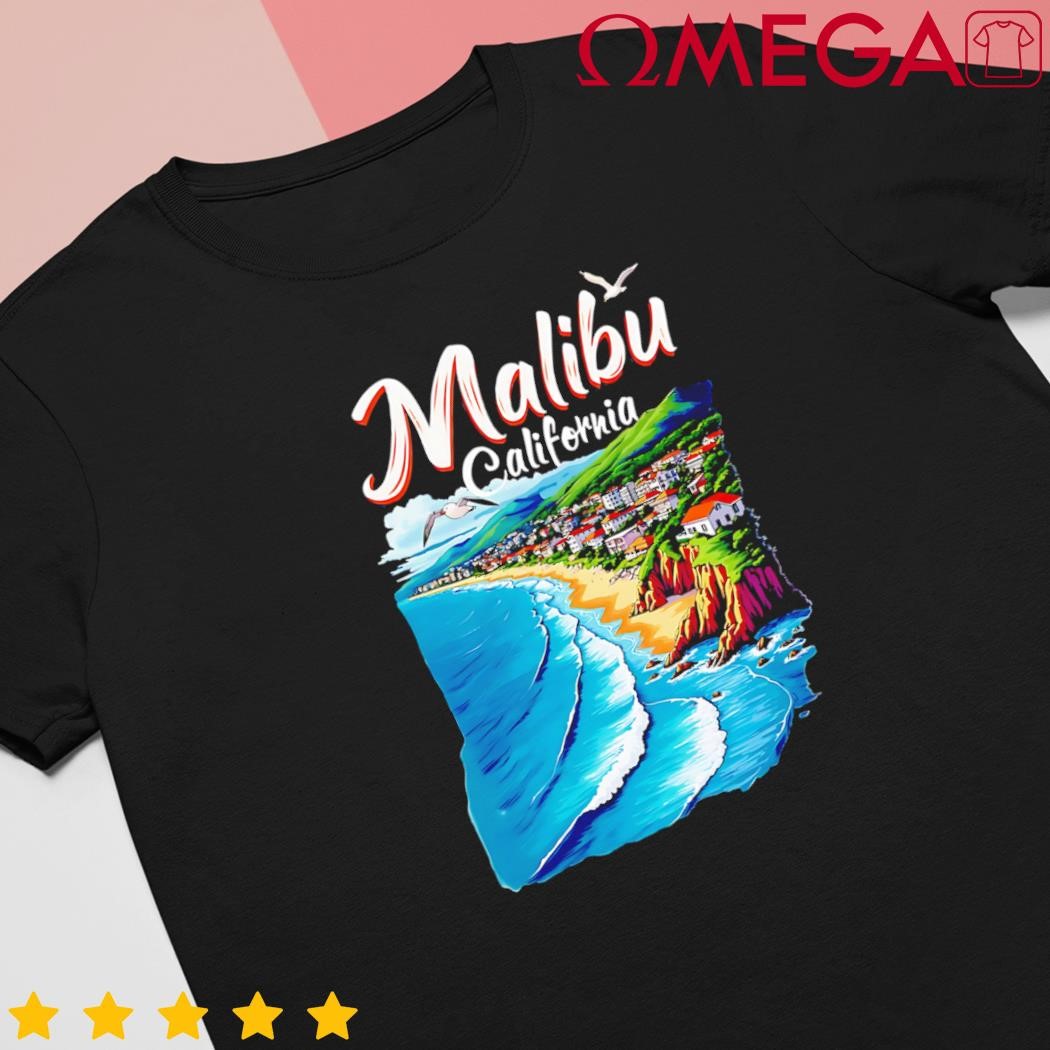 Malibu California Coastal Scenic Beach Retro shirt