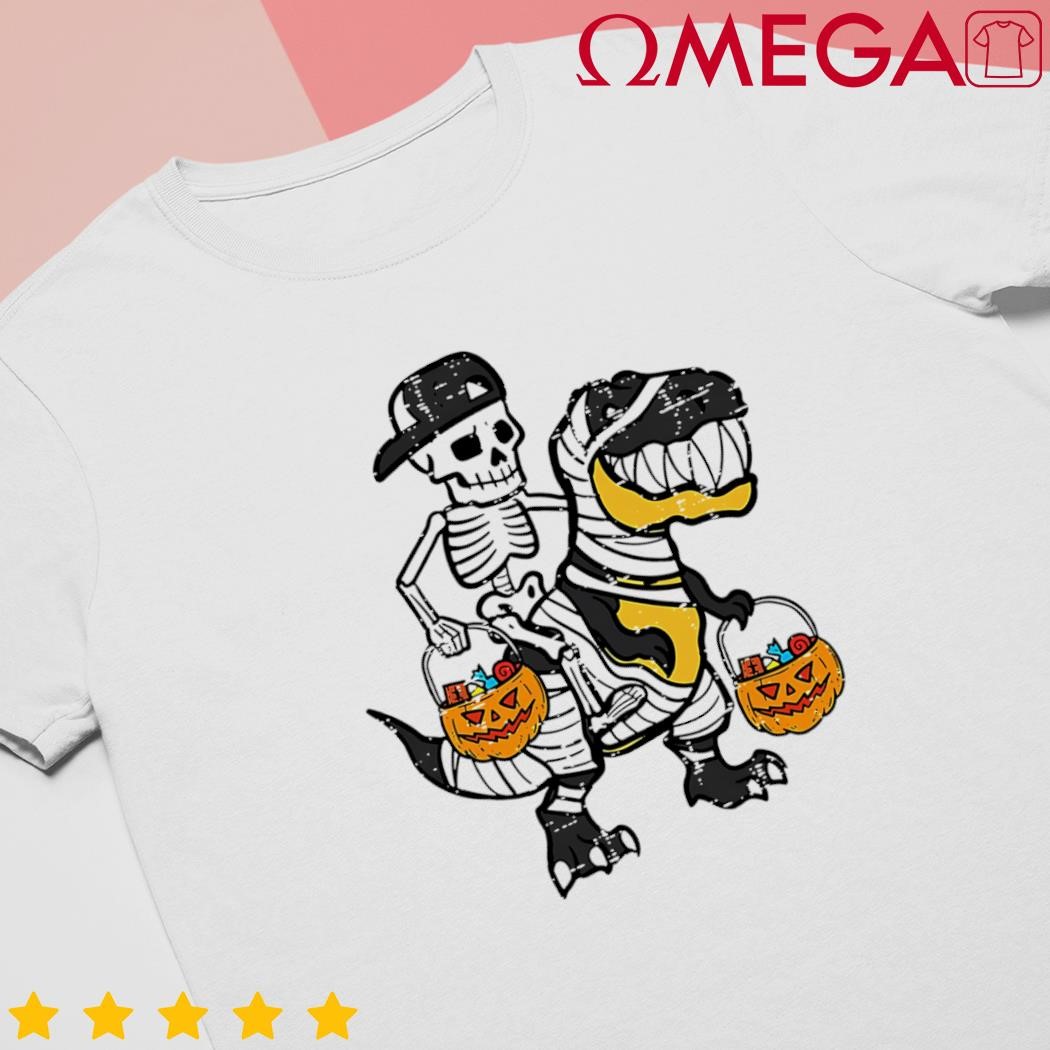 Skeleton black cap Dino Halloween shirt