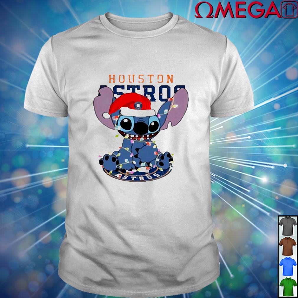 Stitch Santa Houston Astros Christmas light shirt, hoodie, sweater, long  sleeve and tank top